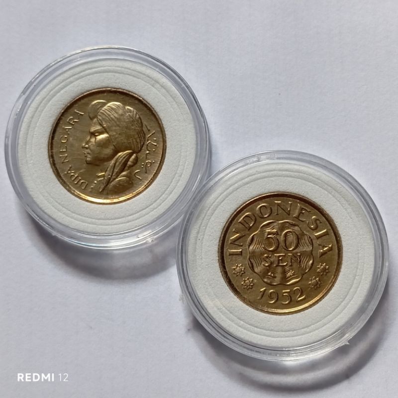 uang koin kuno 50 sen diponegoro tahun 1950'an bekas utuh asli