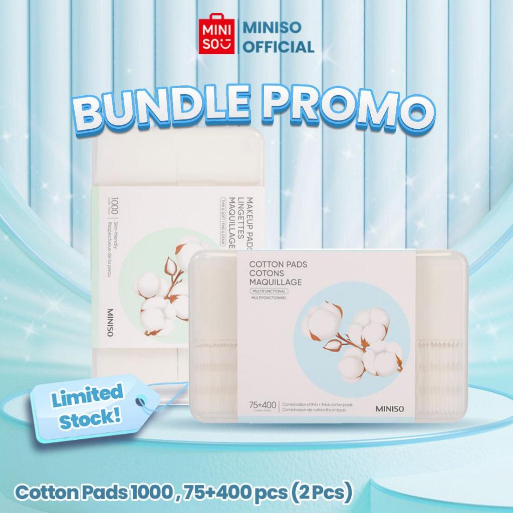 [BUNDLE] Miniso Kapas Makeup 1000pcs dan Kapas 75pcs+400pcs Dengan Box Container Kapas Makeup Tipis 