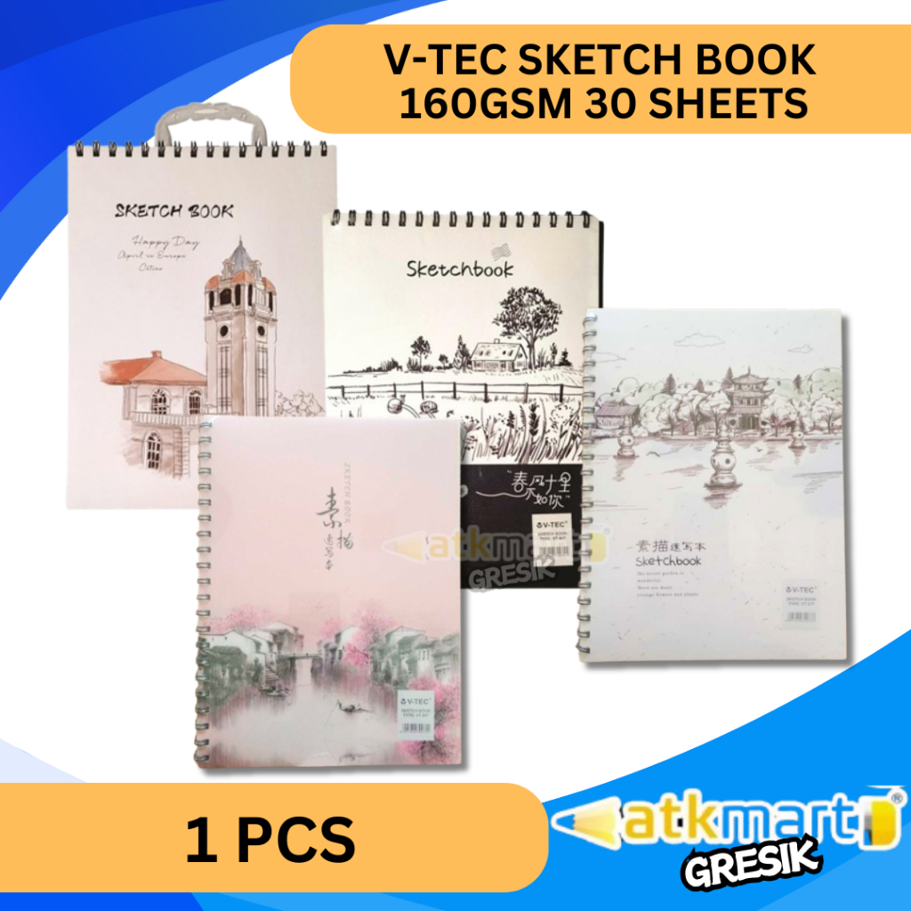 

V TEC BUKU GAMBAR SKETCH BOOK SPIRALL 30 LEMBAR / BUKU SKETSA VT- 827 VT-407 VT-617 VT-447