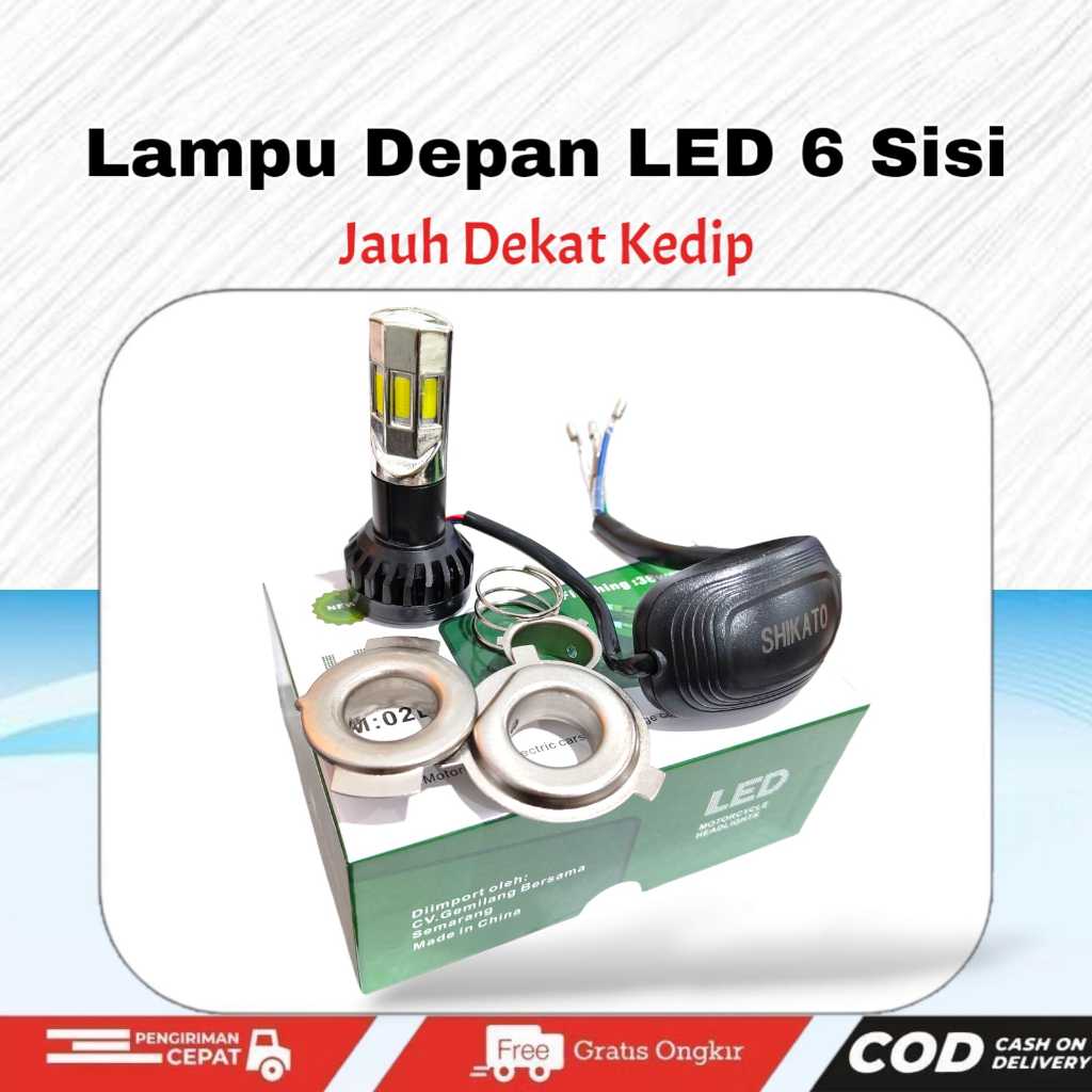 Lampu LED 6 sisi lampu depan LED original Universal motor bebek matic mio beat vixion scoopy dll