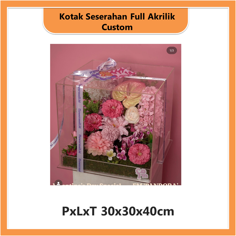 

Kotak Seserahan Full Akrilik Custom PxLxT 30x30x40cm