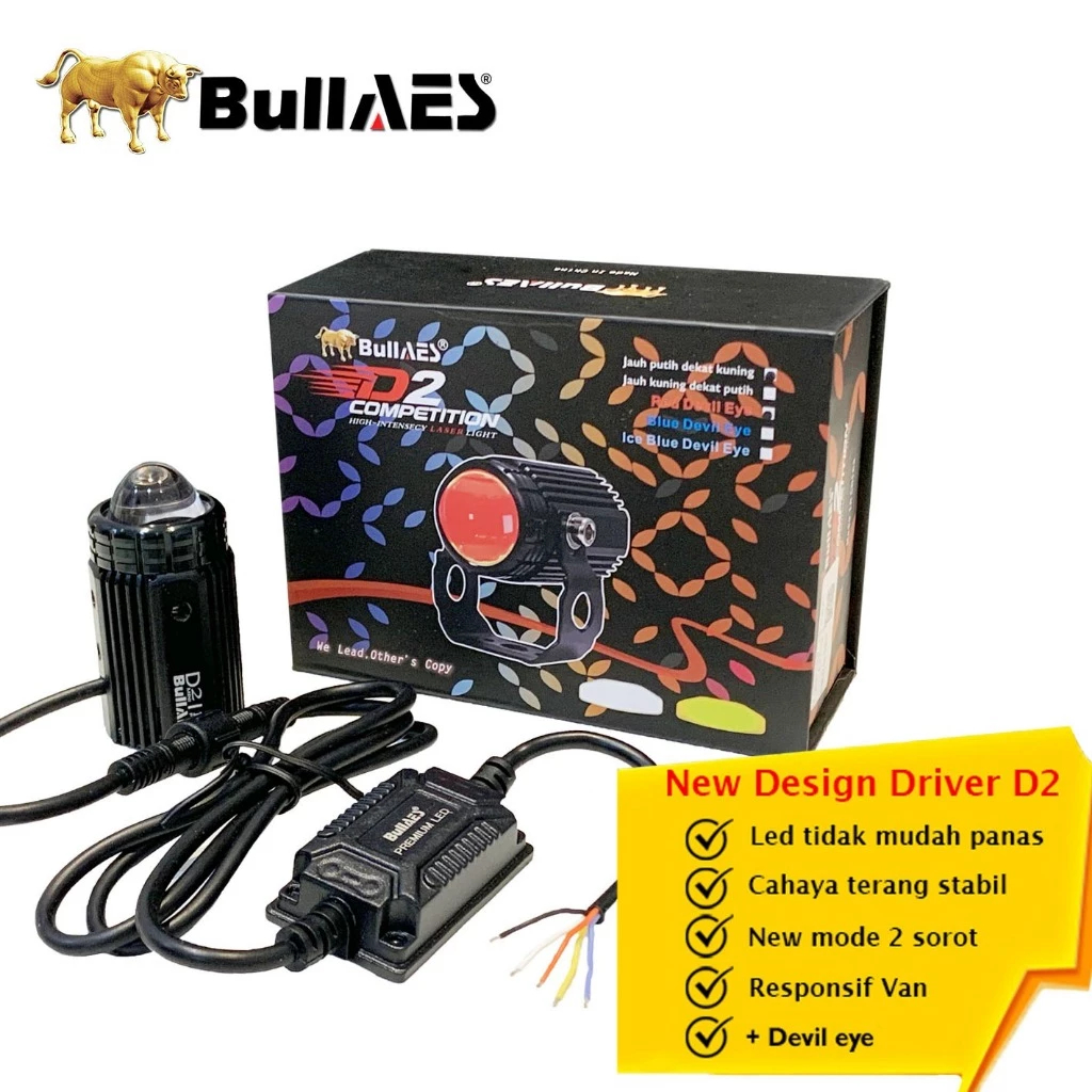Lampu Tembak Laser D2 PLUS Hi Loo 15 Watt Laser Premium BULLAES