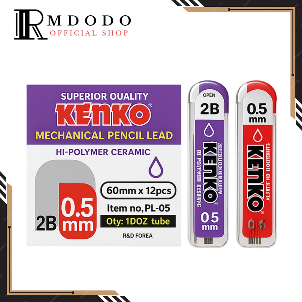 

Rmdodo - Isi Ulang Pensil Mekanik Kenko 0.5mm 2B [1 Tube - 12 Leads] / Refill Pensil PL-05