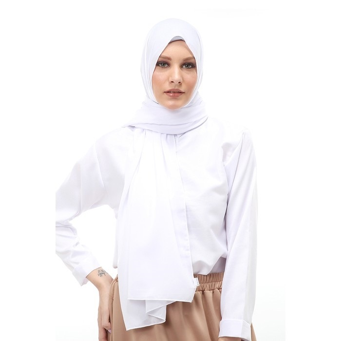 Azzahra Pashmina Sabyan Kerudung Persegi Panjang Warna Putih