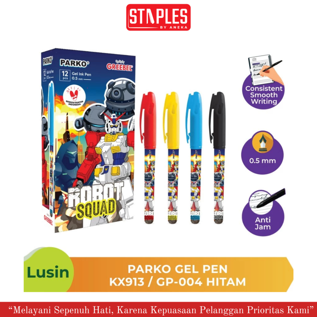 

1 LSN / 12 PCS Pulpen Gel Pen Greebel Parko GP-004 Robot / Pena Parko Robot