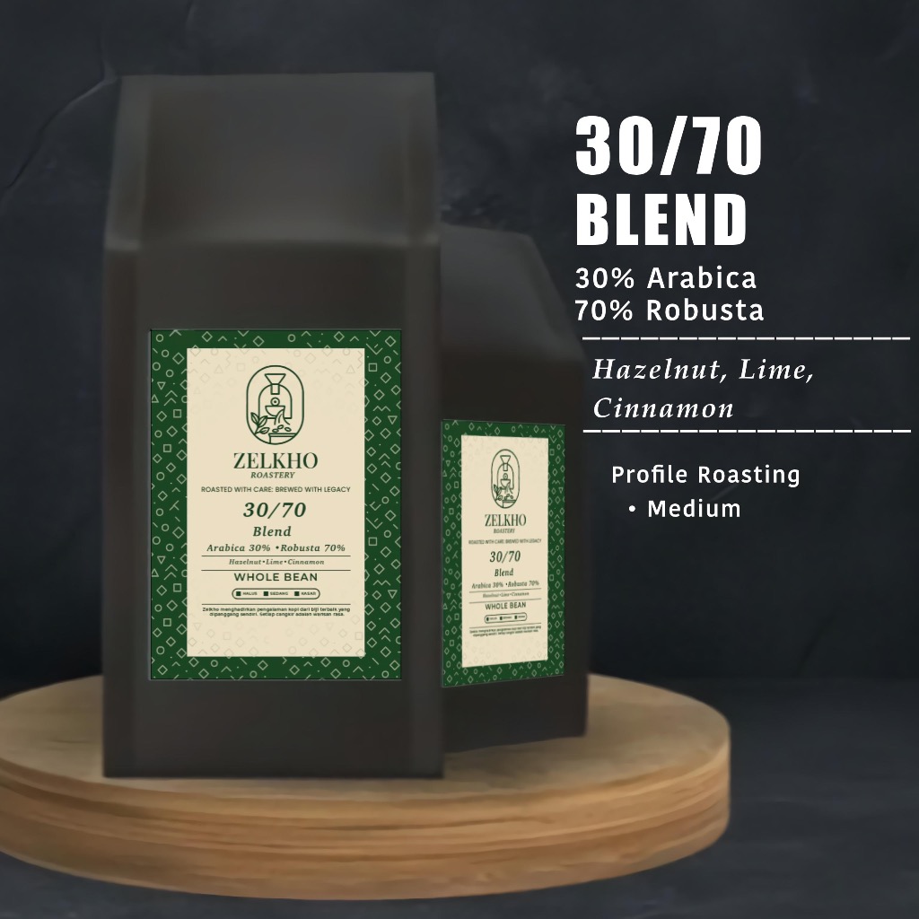 

Kopi Arabica 30/70 Blend KOMERSIAL Grade 200gr, 500gr, 1KG Biji Kopi Coffee Beans ZELKHO