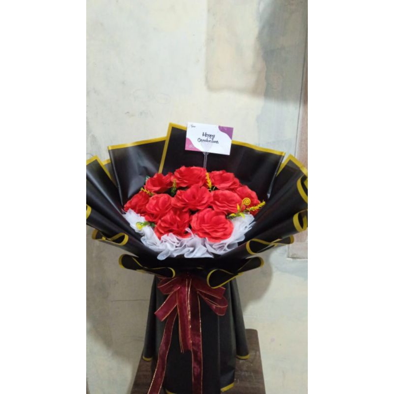 BUCKET BUNGA MAWAR | ARTIFICIAL | BUNGA MAWAR MERAH |