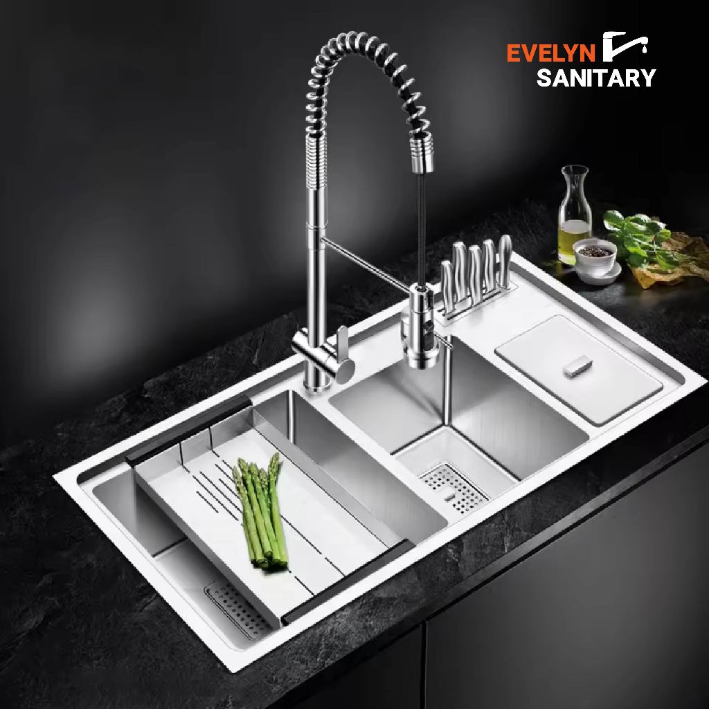 EVELYN SANITARY - Kitchen Sink Stainless Steel 304 Wastafel Cuci Piring Bak Cuci Piring Besar Tempat
