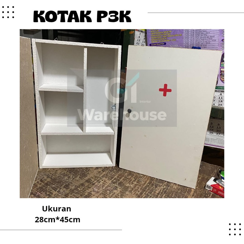 KOTAK OBAT KOTAK PENYIMPANAN KOTAK P3K PUTIH FULL KAYU ( COD )