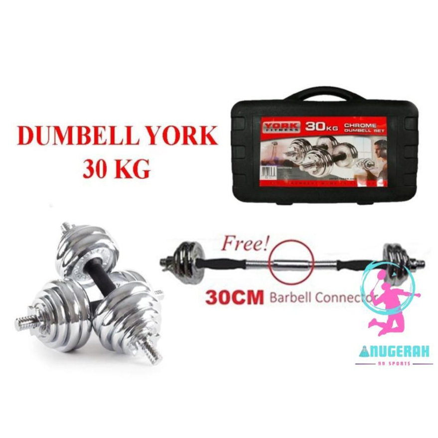 BARBEL 30 KG/ DUMBEL 30 KG/ DUMBLE 30 KG YORK CHROME SET