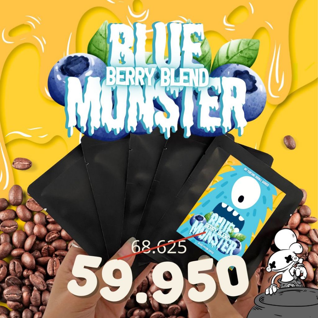 

Blue Berry Blend Monster 5pcs Drip Bag Coffee instant filter kopi Bubuk By Black Potion Roastery