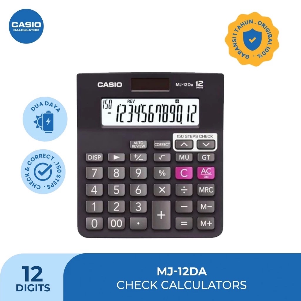 

CASIO Calculator Check & Correct 12 Digit MJ-12Da / Kalkulator Meja