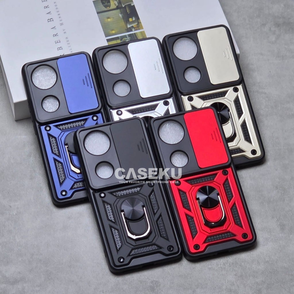 Vivo V50 Case Armor Slide Protect Kamera Case Robot Slide Kamera + RingStand Case Vivo V50