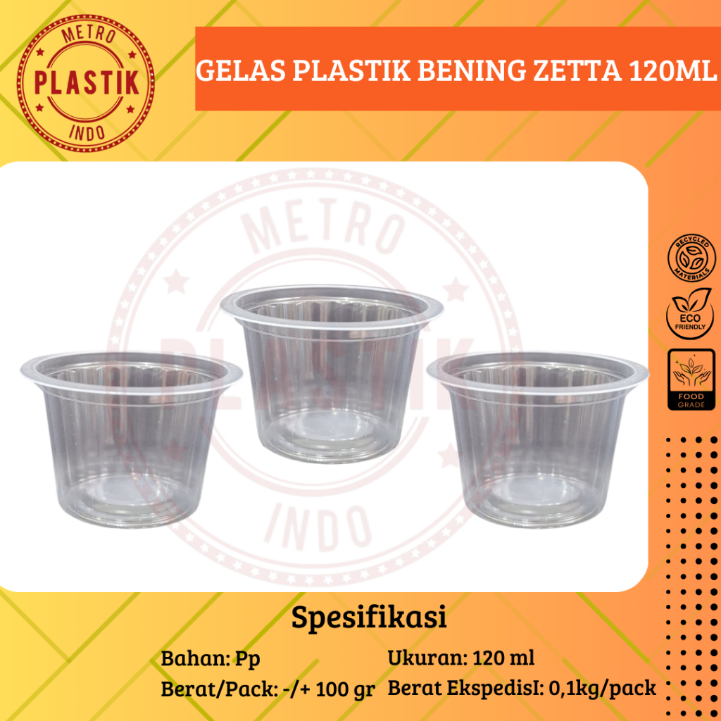 Gelas Plastik Bening 120ml Isi 50pcs | Cup Jelly Puding Belimbing 120 ml