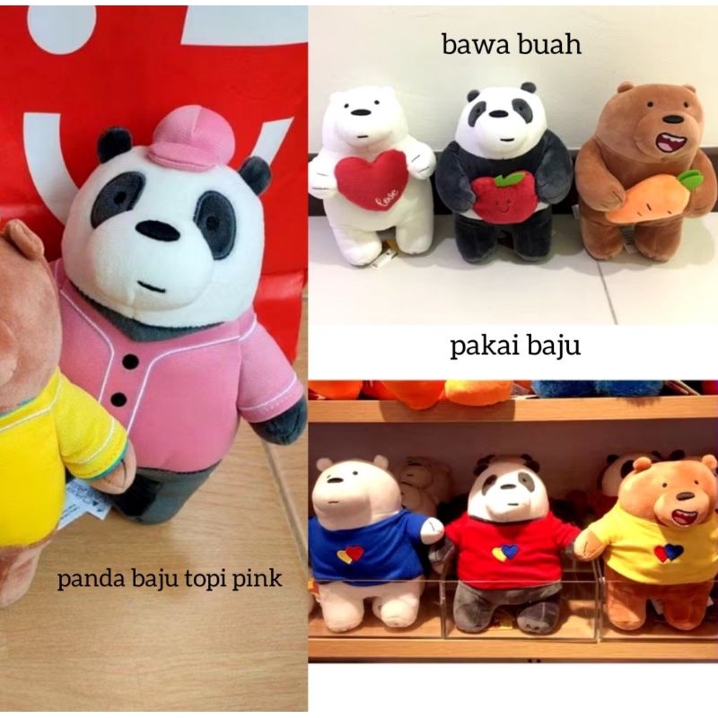 Paket Boneka Wbb Bola Basket Kostum Bawa Buah Bertiga Brand Original We Bare Bears Miniso