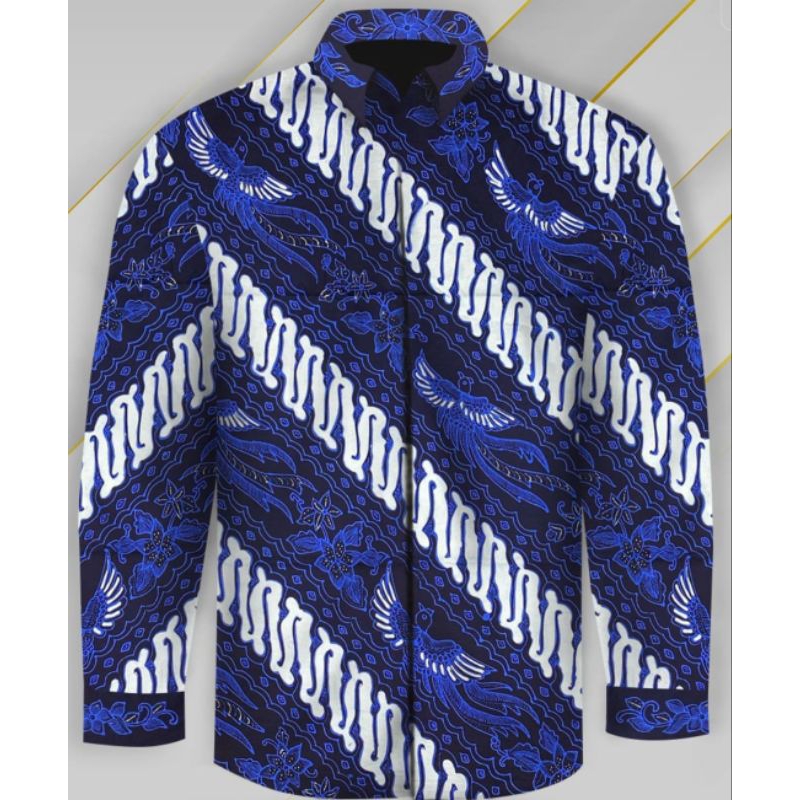 kain batik tulis pria bahan katun warna biru elektrik. batik tulis pria. kain batik tulis katun