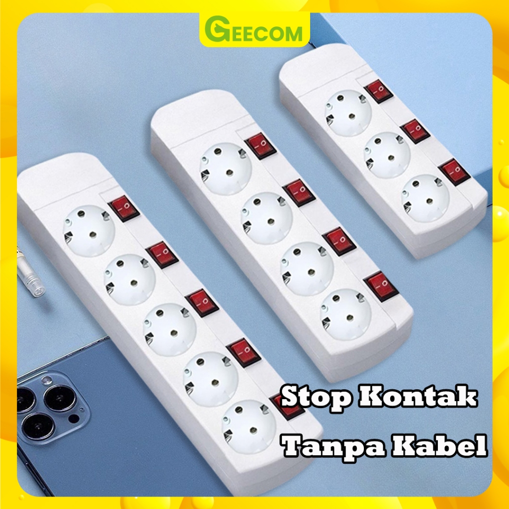 Stop Kontak Saklar On Off 3/4/5 Lubang Tanpa Kabel Stop Kontak Arde Saklar Elegant