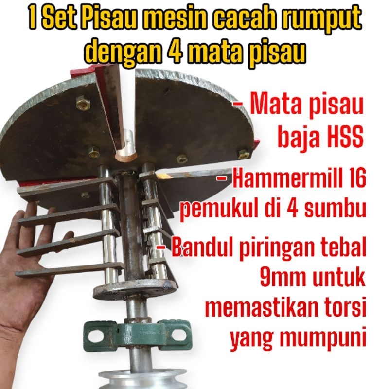 4 mata Pisau chooper mesin cacah rumput multifungsi lengkap tinggal pasang