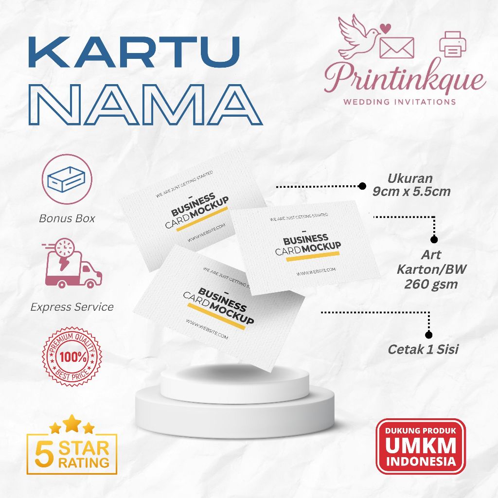 

Cetak Kartu Nama Murah | Art karton 260 gsm | Desain Bebas | Laminasi Doff / Glossy | Cocok Untuk Branding Usaha / UMKM / Freelance
