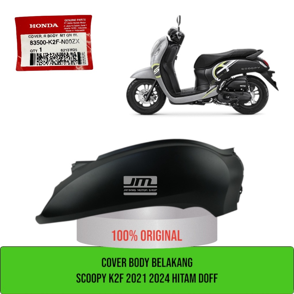 Cover body belakang scoopy K2F 2021-2024 hitam doff 83500-K2F-N00ZX