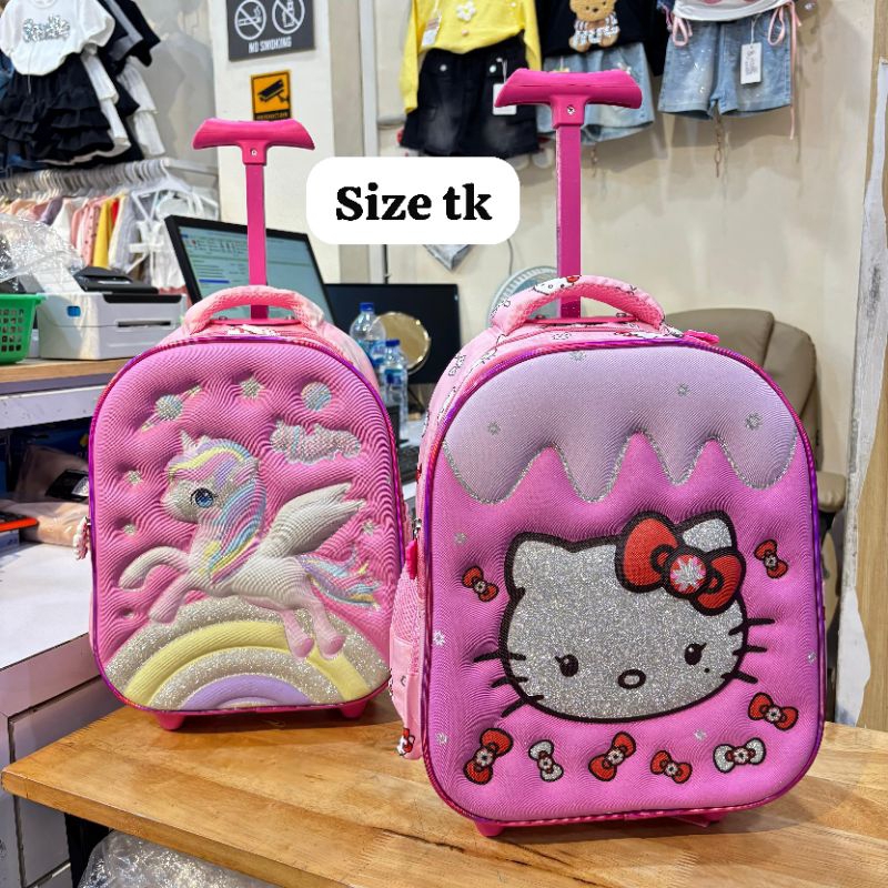 Tas troli karakter anak cewek tas dorong TK tas hardcase