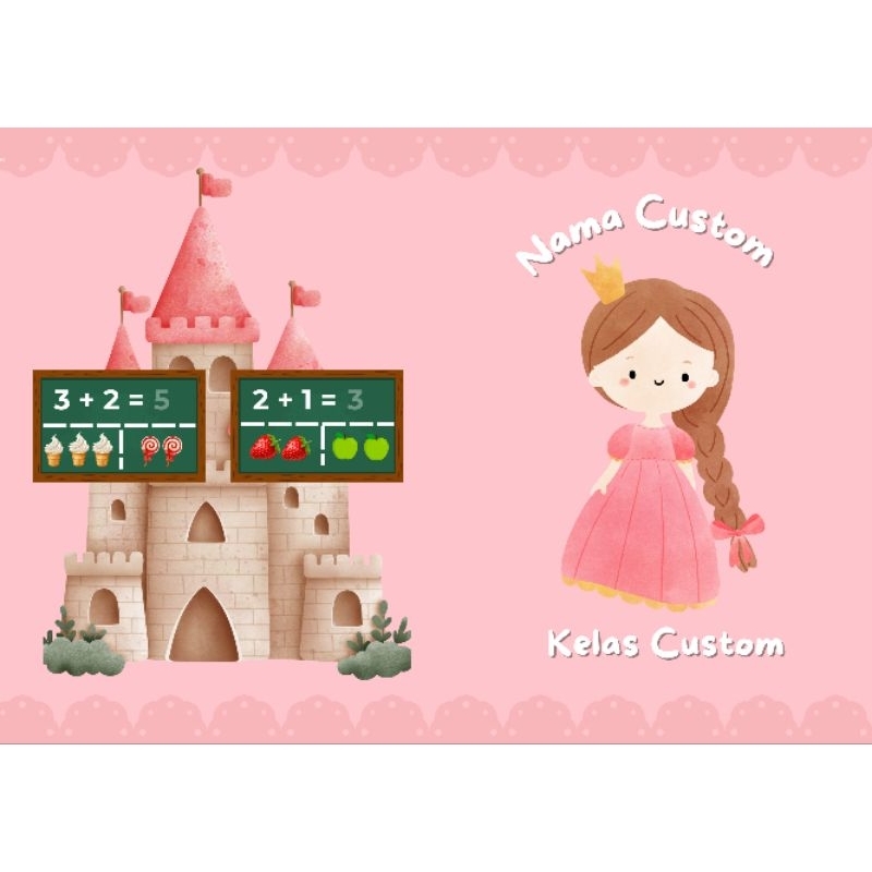 

Buku Tulis | Note Book | Buku Tulis Anak Princess Custom Nama, Kelas Mapel, dll (1 Pack isi 5 Buku 38 lbr)