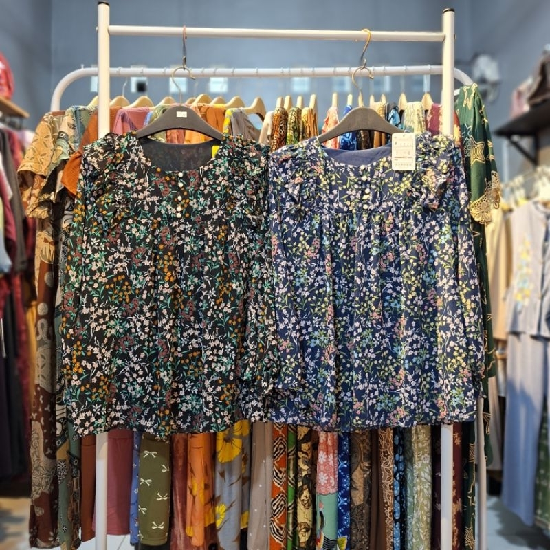 Blouse Ceruty / Blouse Motif Bunga / Atasan Bunga/ Atasan ceruty