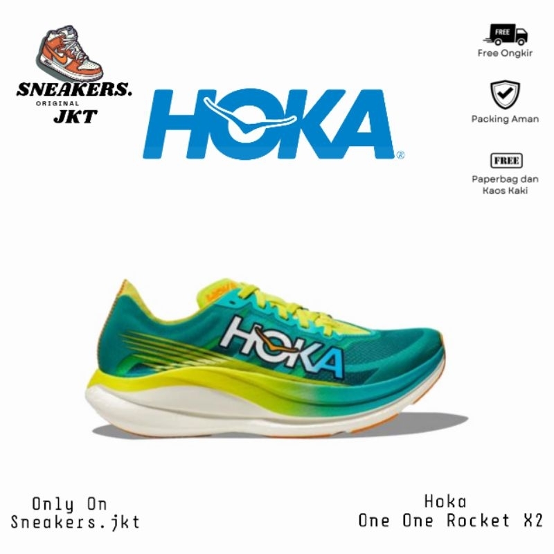 Sepatu Running Hoka One One Rocket X2 Ceramic/Evening Primrose Original