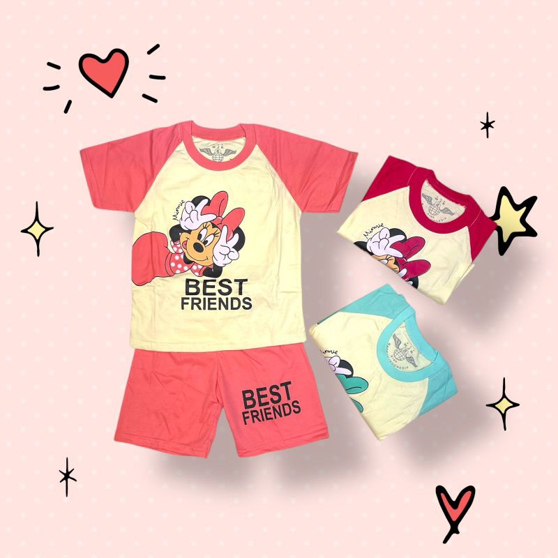 Baju anak perempuan. Setelan kaos MJR mickey mouse.