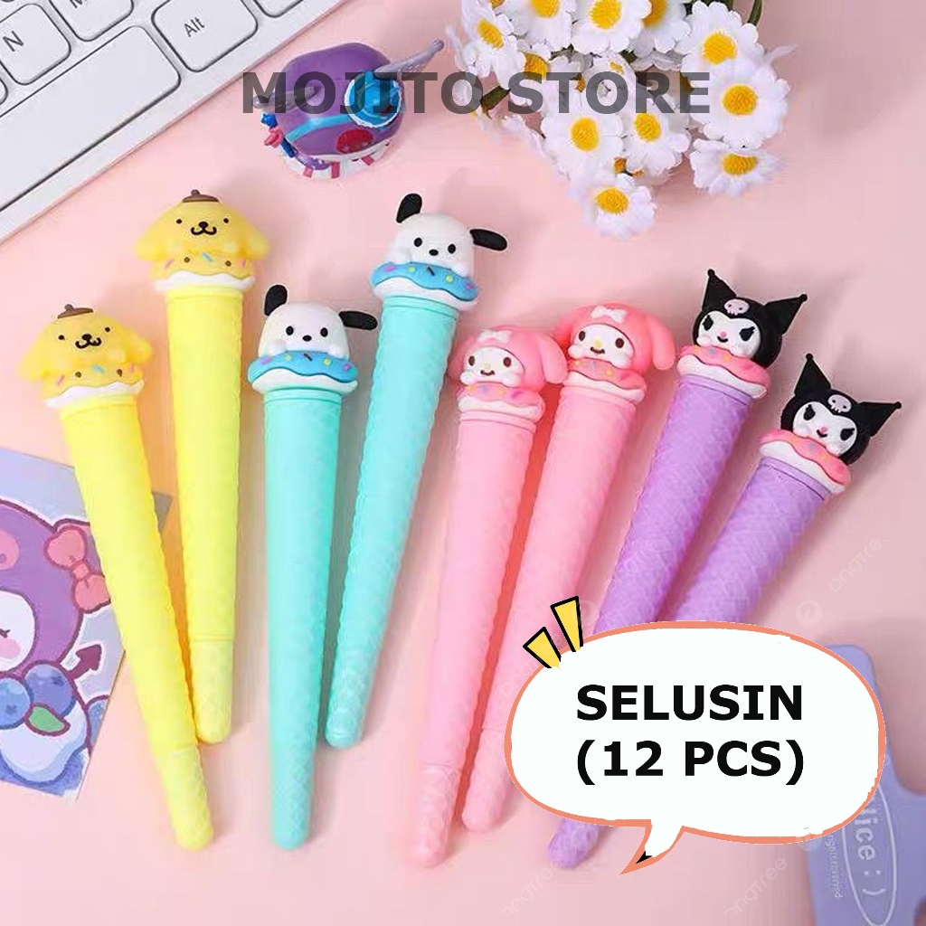 

(12 PCS) PEN ES KRIM SANRIO ICE CREAM PULPEN PENA BOLPEN CINAMOROLL KUROMI PURIN MELODY