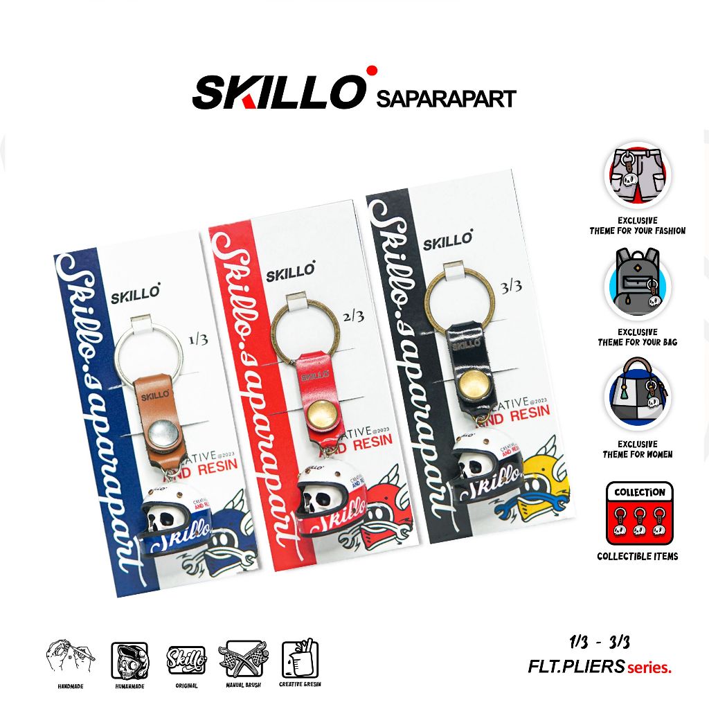 SKILLO - FLT PLIERS Series - Gantungan Kunci Miniatur Helm Keychain Handmade Helmet