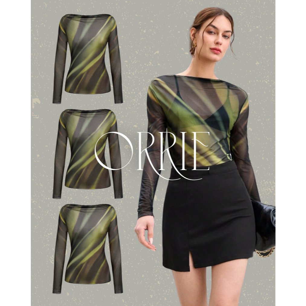 ORRIE Mesh Top | Mesh Green Top | SHEIN | Green Tie Dye Mesh Top | Y2K
