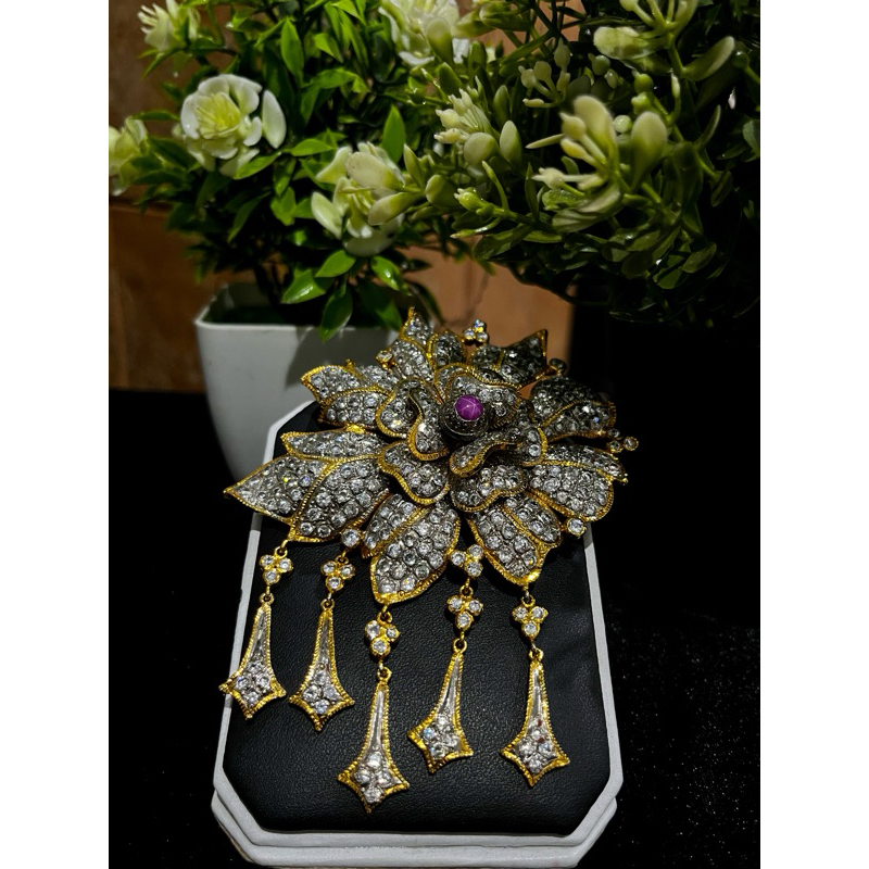Bugenvia Premium Large Brooch - Bros Kebaya | Bros Etnik | Bros Tembaga Lapis Emas