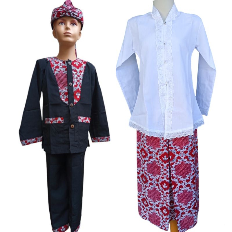 couplean_Stelan baju kebaya dan stelan baju pangsi motif sama/baju samin baju adat