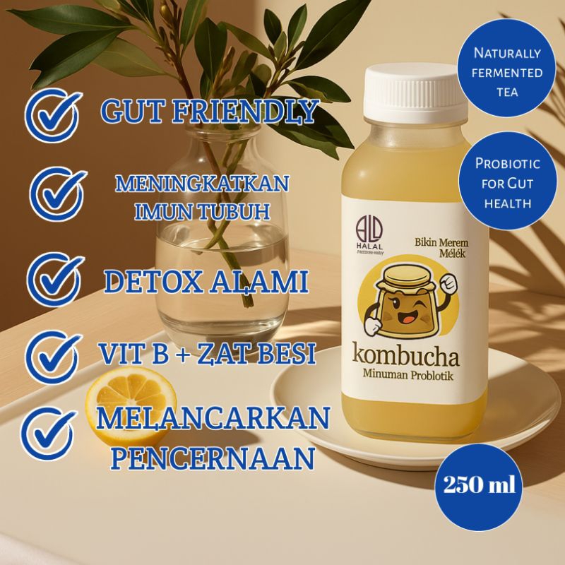 

(BISA COD) Kombucha Minuman Collagen Teh Fermentasi Pencernaan Minuman Sehat Probiotik Detox Seger Bikin Merem Melek Original