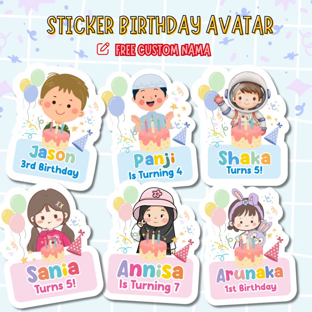 

Sticker Ulang Tahun Avatar Stiker Happy Birthday Anak FREE CUSTOM NAMA Sticker Ultah