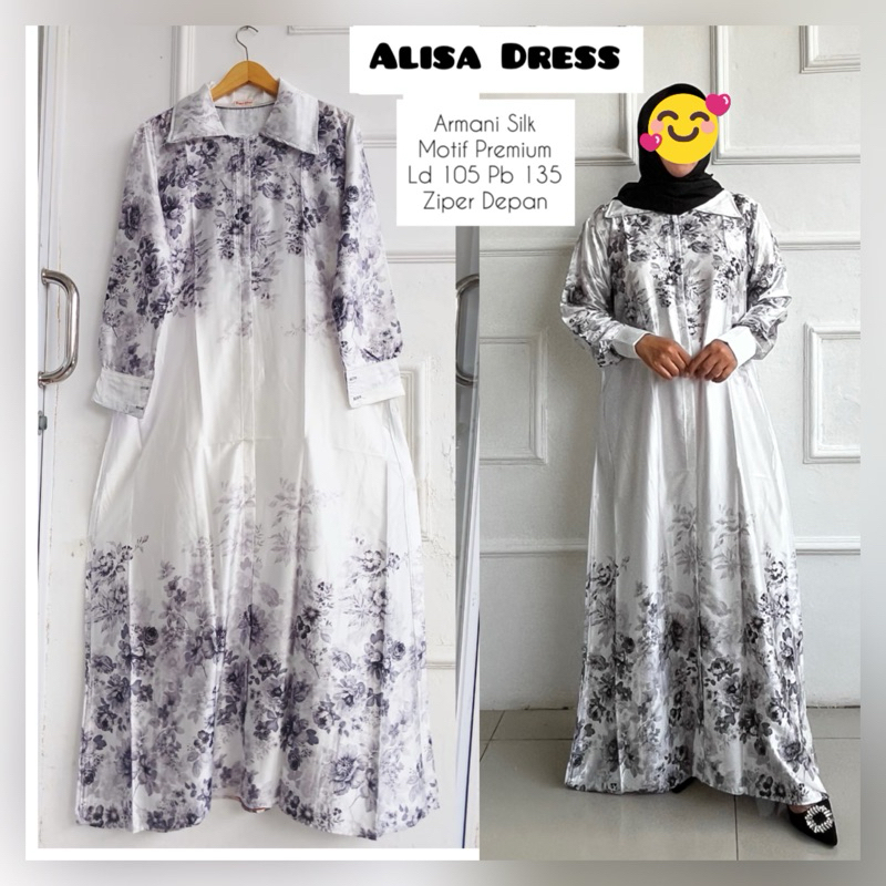 Larisa Dress Armani Silk. Gamis Armani Silk. Gamis Sutra Ori SyaSha by Sovi