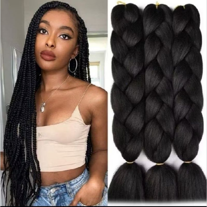 Rambut Sambung Kepang Extension Rambut Sintetis Model Kepang Jumbo