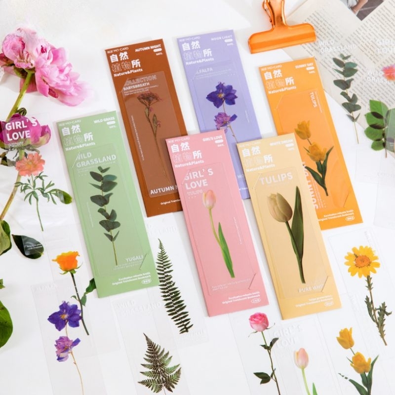 

5pcs PET translucent flower bookmark pembatas buku aesthetic