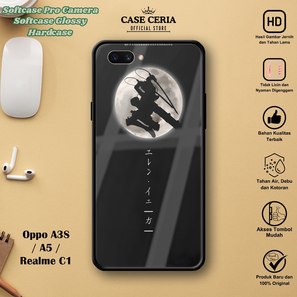 Case For Oppo A3S / A5 / Realme C1 - Casing HP Anime AOT – Softcase Pro Camera – Hardcase - Silikon