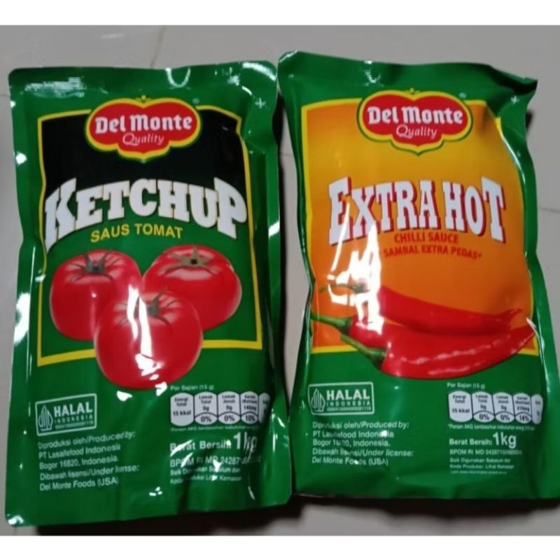 tomato ketchup sauce saus tomat saus sambal cabe cabai extra hot pedas Del Monte delmonte kemasan po