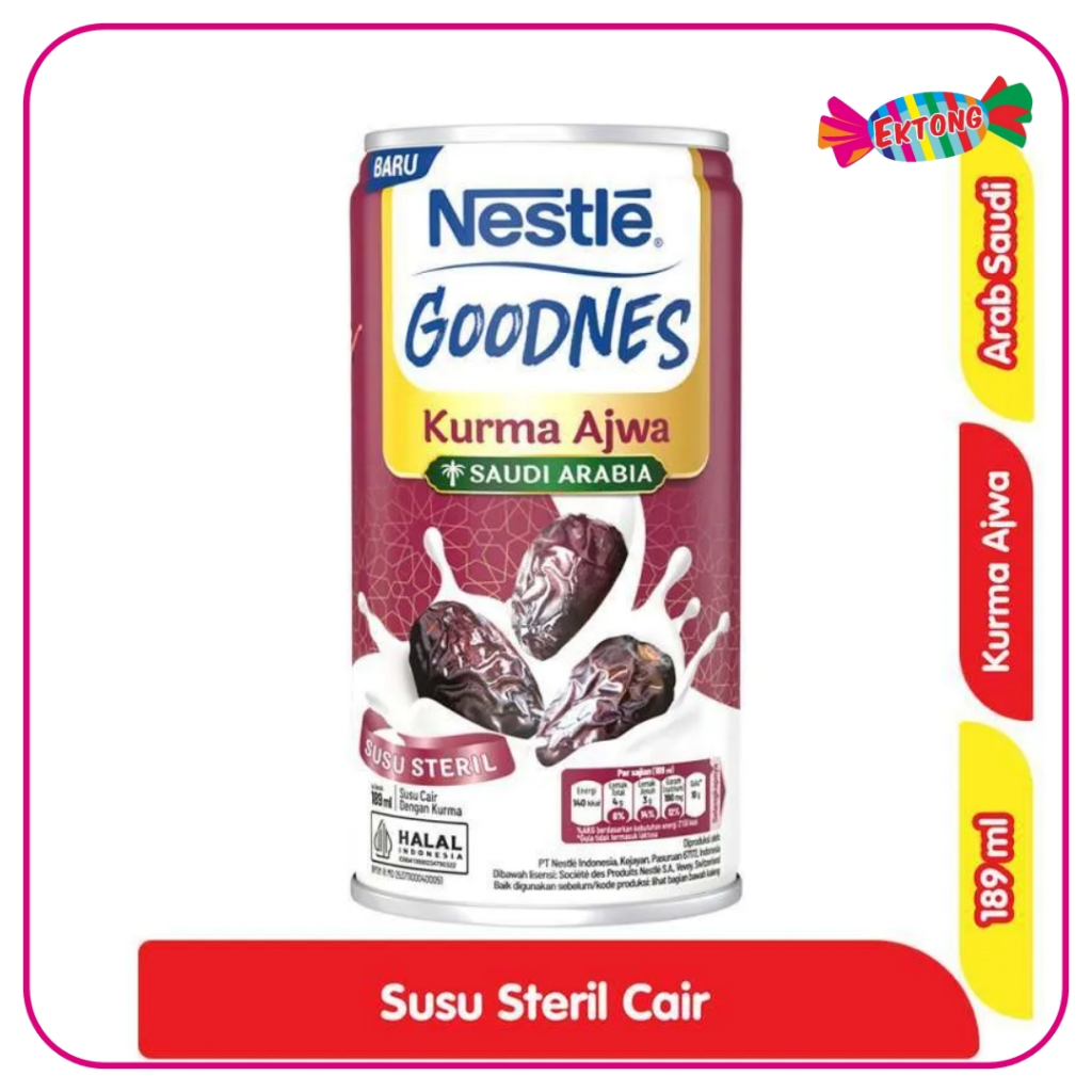 

NESTLE GOODNES SUSU STERIL KURMA 189ML - Kurma Ajwa Arab Saudi Susu Steril Cair 189 ml