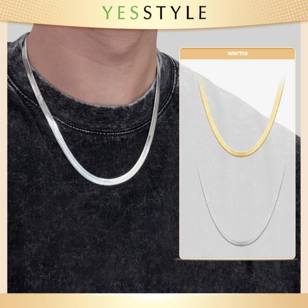 Yesstyle Kalung Pipih SIlver Gold Kalung Unisex Fashion Tahan Karat