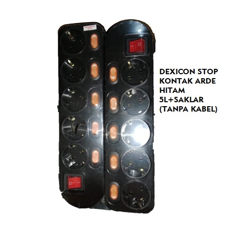 DEXICON STOP KONTAK ARDE HITAM 3,4 & 5 LUBANG + SAKLAR (TANPA KABEL)