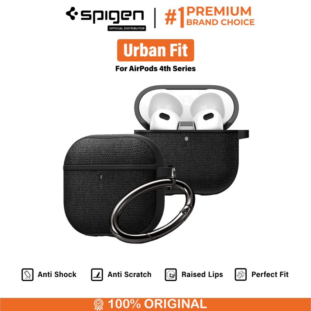 Case Airpods Gen 4 Spigen Urban Fit Hardcase Cover Fabric Anti Crack Shock Slim Casing