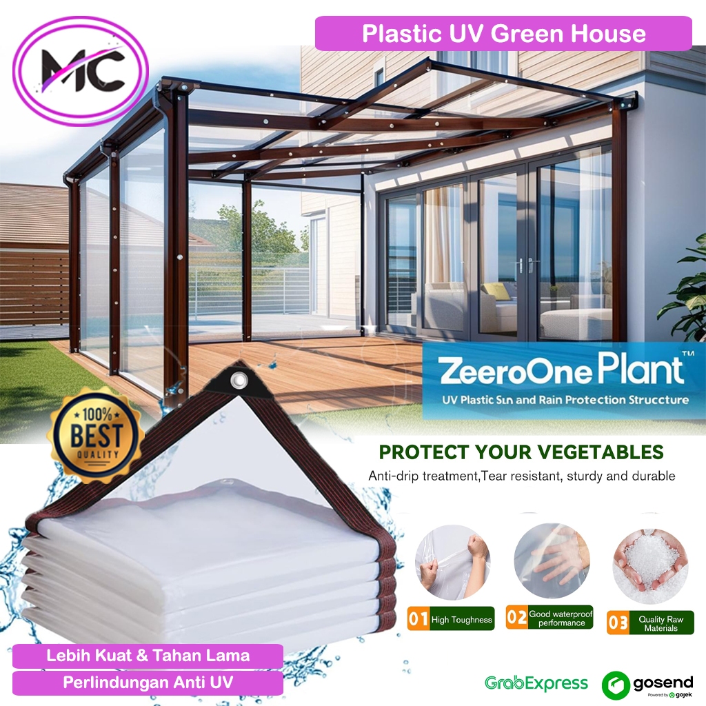 Plastik UV Green House Siap Pakai Terpal Plastik Bening List Jahit Anti Air Untuk Tanaman Teras Gara