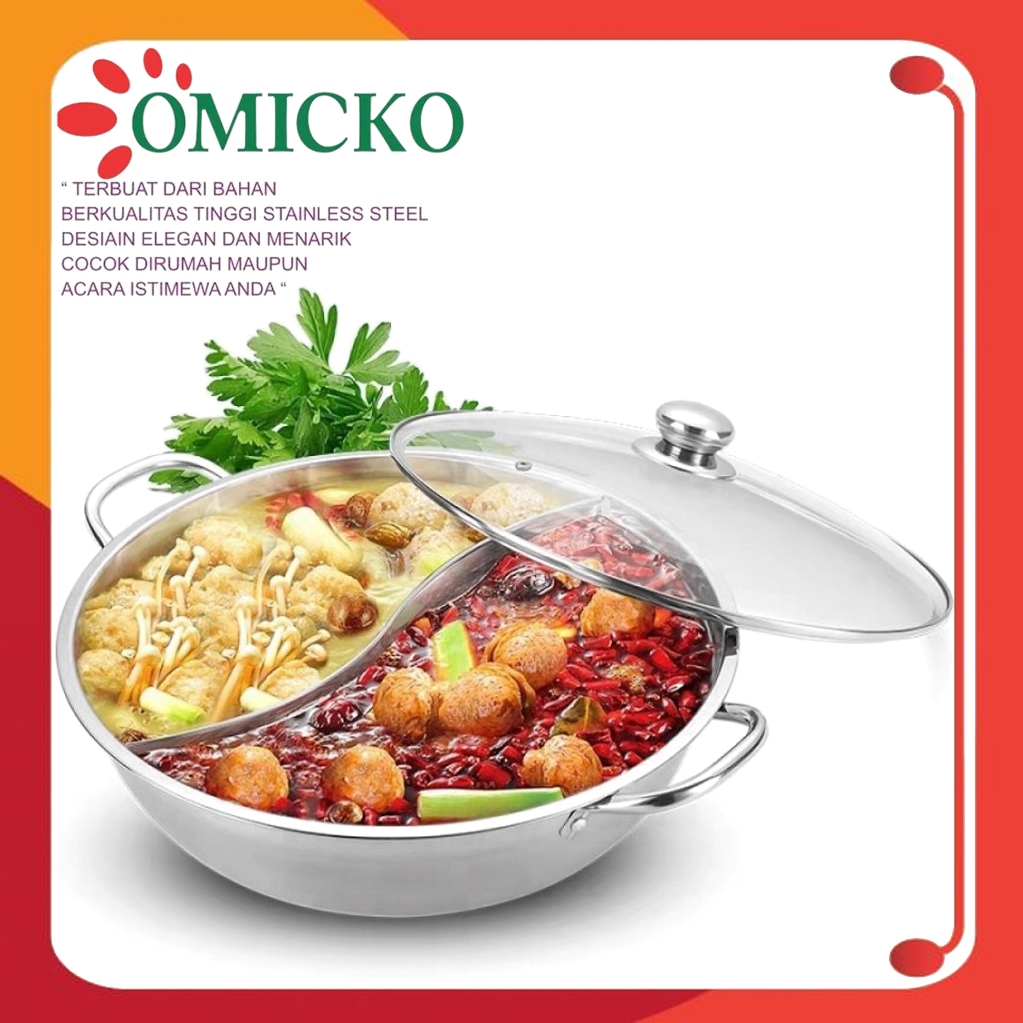 PANCI SHABU 2 SEKAT OMICKO 28 CM / PANCI SHABU HOT POT SINDA 28 CM