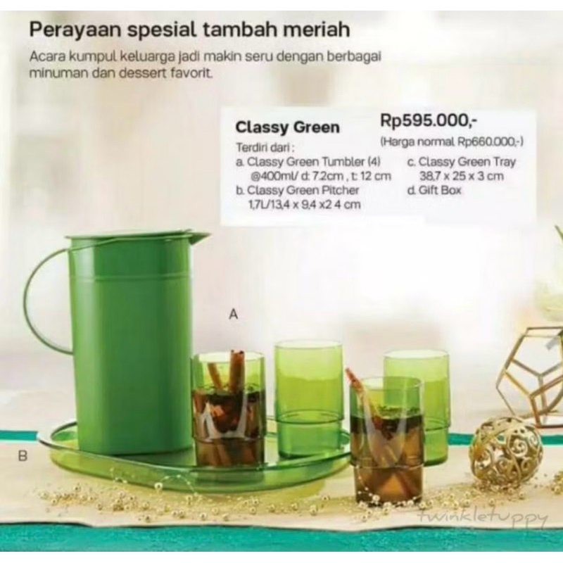 Classy Green Pitcher + Gelas Tupperware