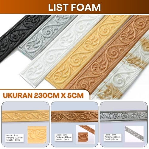 Wallpaper List Foam Lis Moulding Tebal Wall Border Pembatas Plafon Dengan Perekat Diri Tahan Air