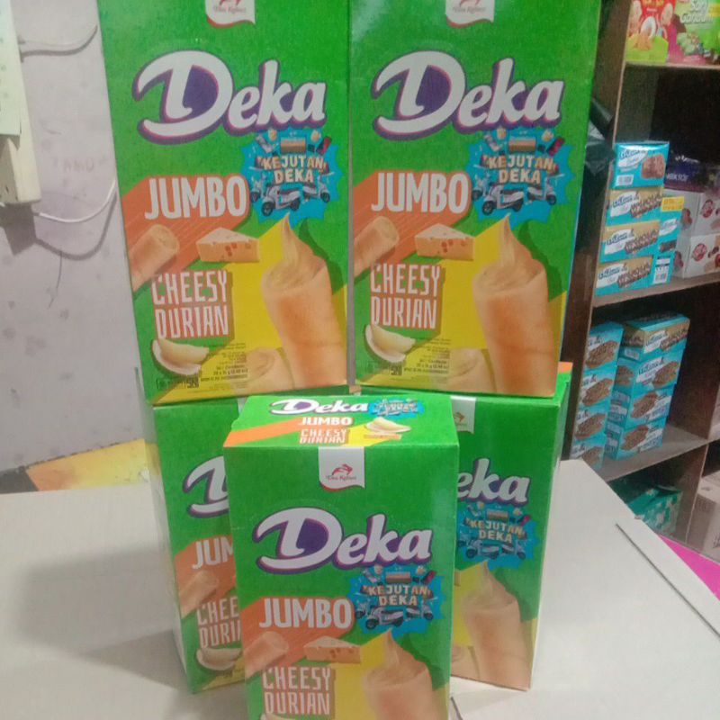 

DEKA JUMBO wafer roll rasa keju Durian 1 pak isi 20 @14gr